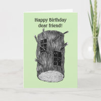 Forest Creatures In Tree Log Custom Text Birthday