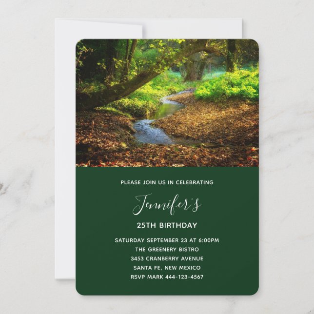 Forest Creek Beautiful Nature Landscape Birthday Invitation (Front)