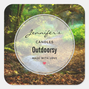 Forest Creek Beautiful Nature Landscape Photo Square Sticker