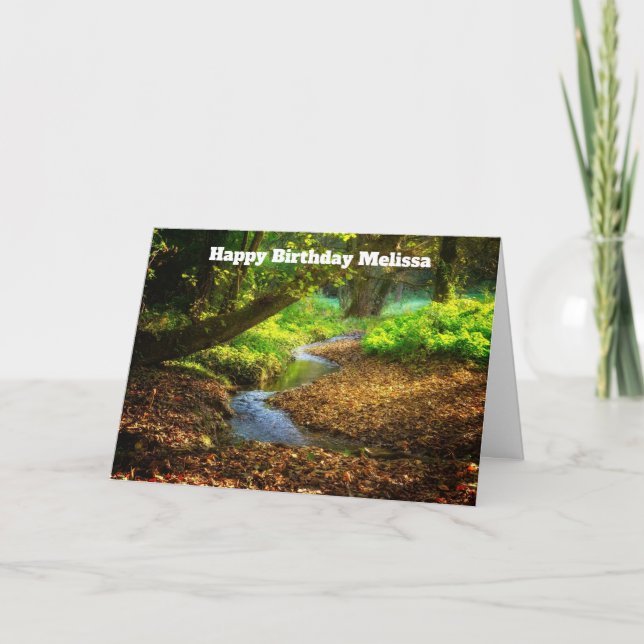 Forest Creek Beautiful Nature Photo Birthday Card (Front)