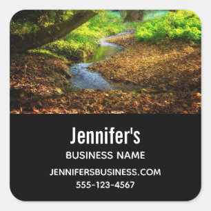 Forest Creek Beautiful Nature Photo Business Square Sticker
