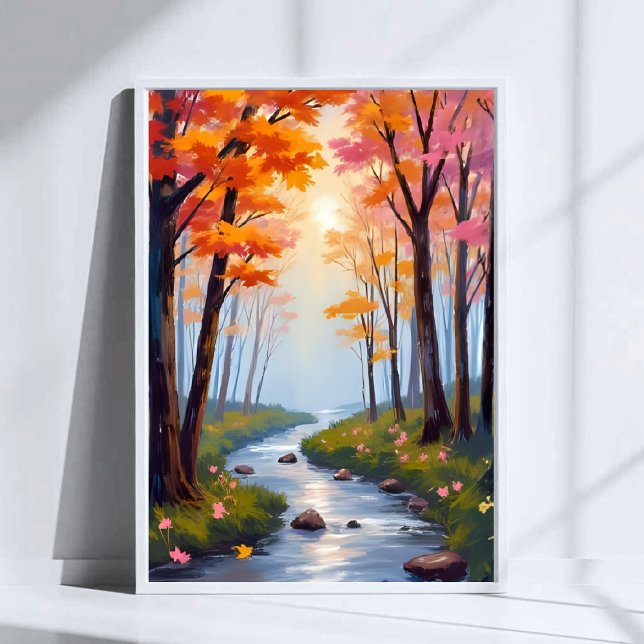 Forest Creek | Fall Foliage Watercolor Landscape Poster (Creator Uploaded)