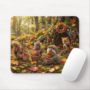 Forest Critters Fall Harvest Fantasy Whimsical Mouse Pad