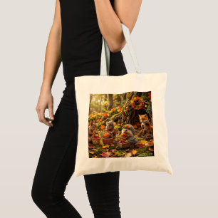 Forest Critters Fall Harvest Fantasy Whimsical Tote Bag