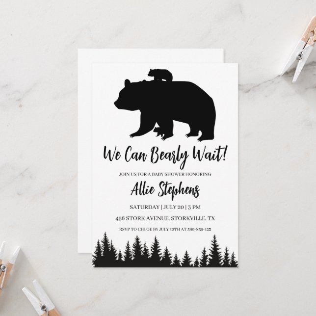 forest cub we can bearly wait invitations (Front/Back In Situ)