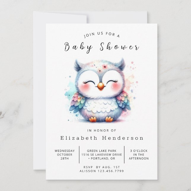 Forest Custom Owl Baby Shower Invitation (Front)