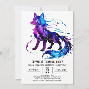 Forest Custom Wolf Digital Boy Birthday Invitation