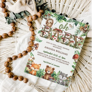 Forest Cute Animals Greenery Oh Baby shower Invitation