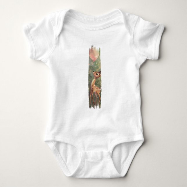 Forest Daydream Deer brushstroke paint Baby Bodysuit (Front)