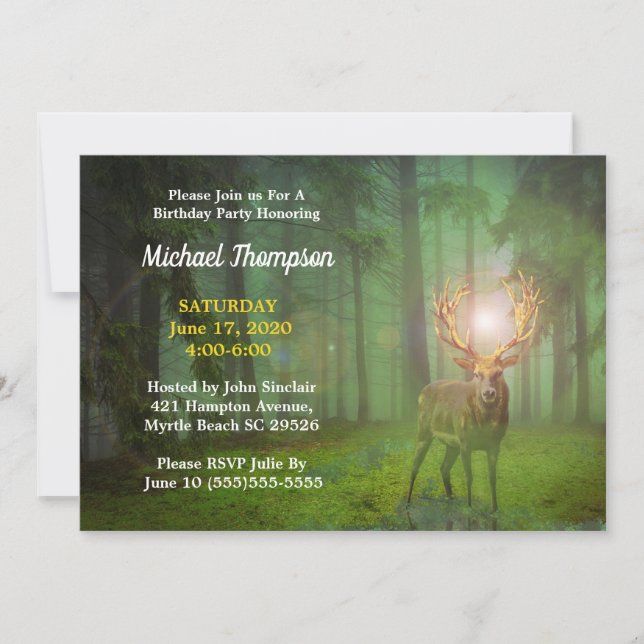 Forest Deer  Birthday Invitation (Front)