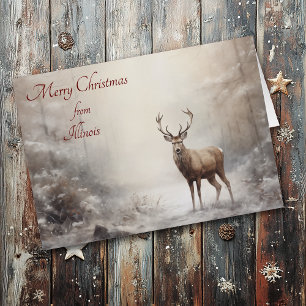 Forest Deer Christmas in Illinois Card
