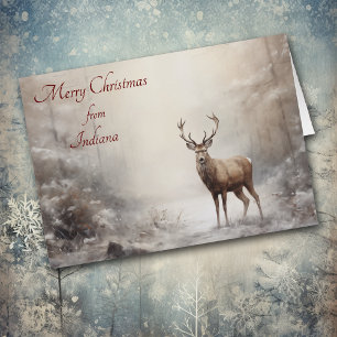 Forest Deer Christmas in Indiana Card