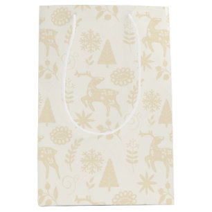Forest Deer Folk Art Ivory Gift Bag