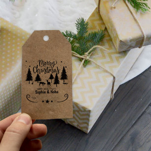 Forest Deer Merry Christmas with love, Couple Rubber Stamp