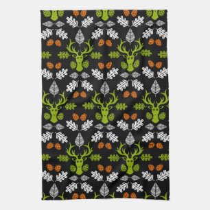 Forest Deer Nature Print Tea Towel