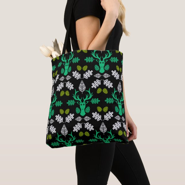 Forest Deer Nature Print Tote Bag (Close Up)