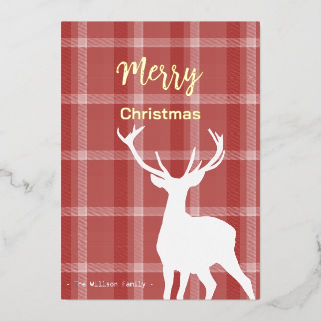 Forest Deer On Red Tartan Pattern (Front)