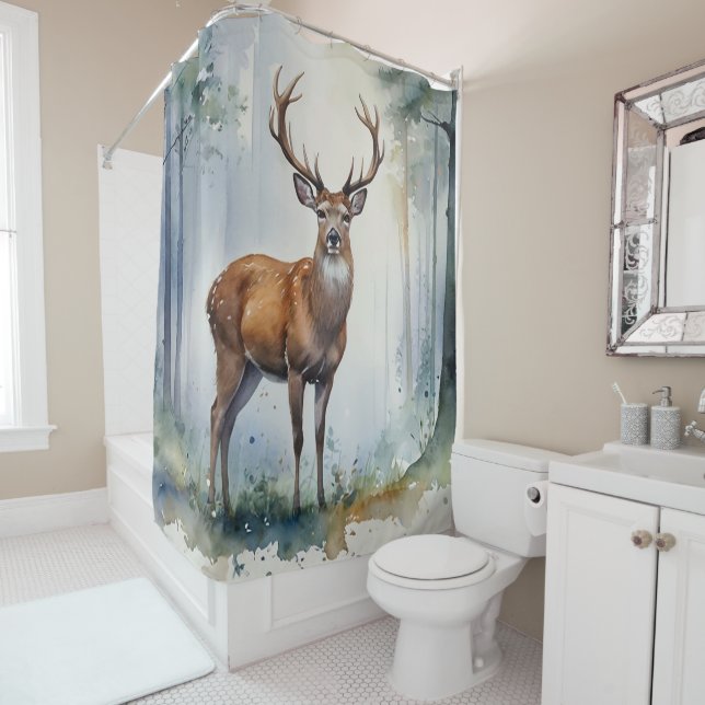 Forest Deer Shower Curtain (In Situ)