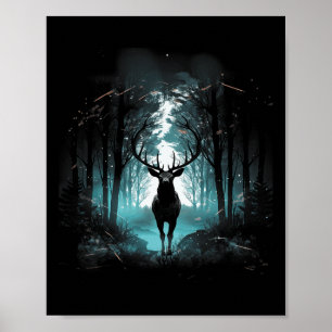 Forest Deer Wildlife Animal Illustration 2 Poster
