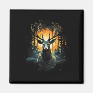 Forest Deer Wildlife Animal Illustration 3 Magnet