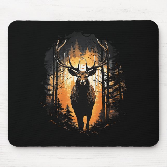 Forest Deer Wildlife Animal Illustration 6  Mouse Pad (Front)