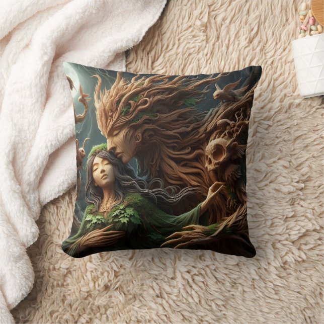 Forest Deities Embrace Under Moonlight Cushion (Blanket)