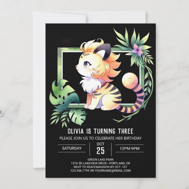 Forest Digital Tiger Birthday Invitation (Front)