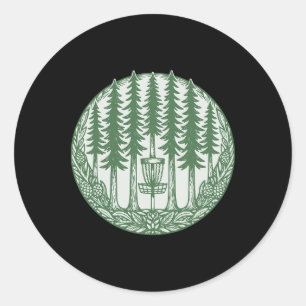 Forest Disc Golf Sket Pine Trees Flying Disc  Classic Round Sticker