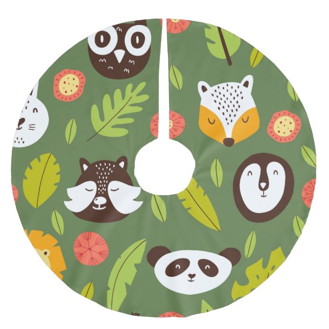 Forest dwellers: Scandinavian children's pattern. Brushed Polyester Tree Skirt (Front)
