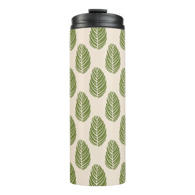 Forest Echo Soft Sand Olive Green Thermal Tumbler (Front)