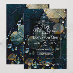 Forest Echos   Botanical Gemstone Abstract Invitation