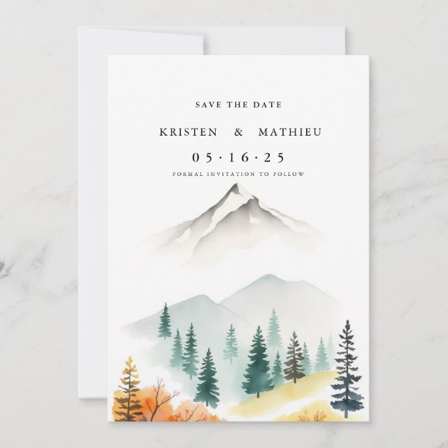Forest Editable Mountain Save The Date (Front)