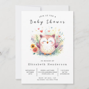 Forest Editable Owl Baby Shower Invitation