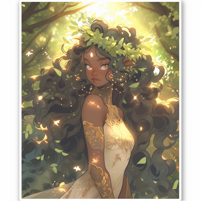 Forest Elf African American Black Fantasy Art (Front)