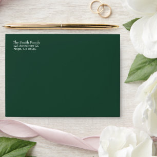 Forest Emerald Green with Return Address  Envelope