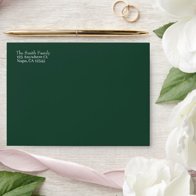 Forest Emerald Green with Return Address  Envelope (Wedding)