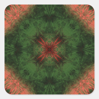 Forest Energy Kaleidoscope Fractal Art Square Sticker