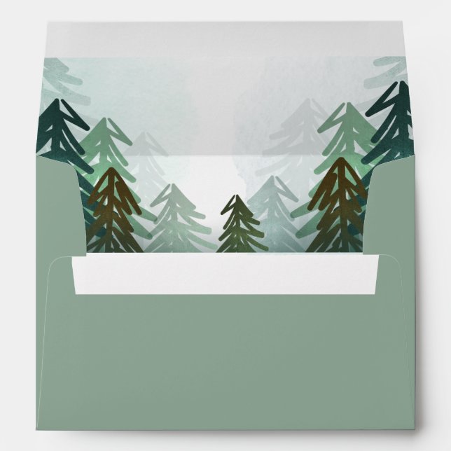 Forest Envelope Rustic Elegant Wedding Pine trees (Back (Bottom))