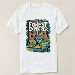 Forest Explorer Vintage Hiking Illustration T-Shirt