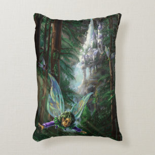 Forest Faires and Waterfall Castle Decorative Cushion