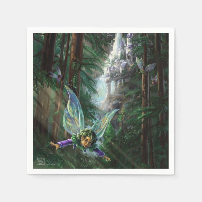 Forest Fairies and Waterfall Castle Napkin (Front)