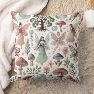 Forest Fairies Mushrooms Kid's Large Throw Pillow