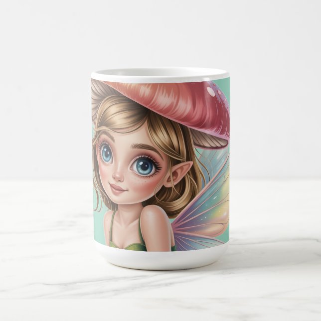 Forest Fairy with Mushroom Hat Illustration Coffee Mug (Center)