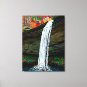 Forest Falls Waterfall Painting Canvas Print