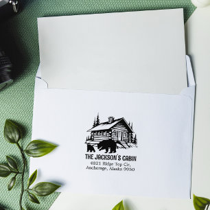 Forest Family Cabin Return Address Rubber Stamp