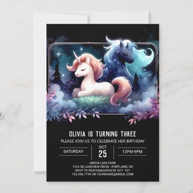 Forest Fantasy Horse Birthday Invitation (Front)