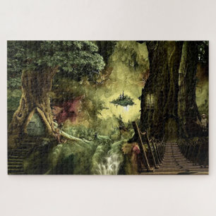 Forest Fantasy Tree Houses Jigsaw Puzzle