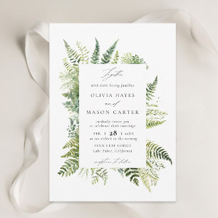 Forest Fern Mountains Woodland Elegant Wedding Invitation