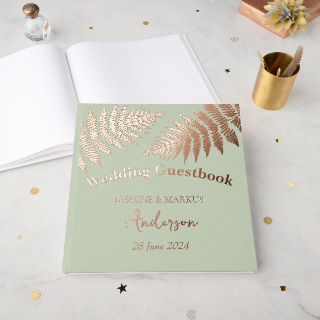 Forest  Ferns Outdoors Wedding Guest Book (Front Open)