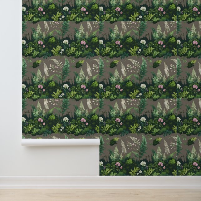 Forest Ferns & Wildflowers Peel and Stick  Wallpaper (Application)